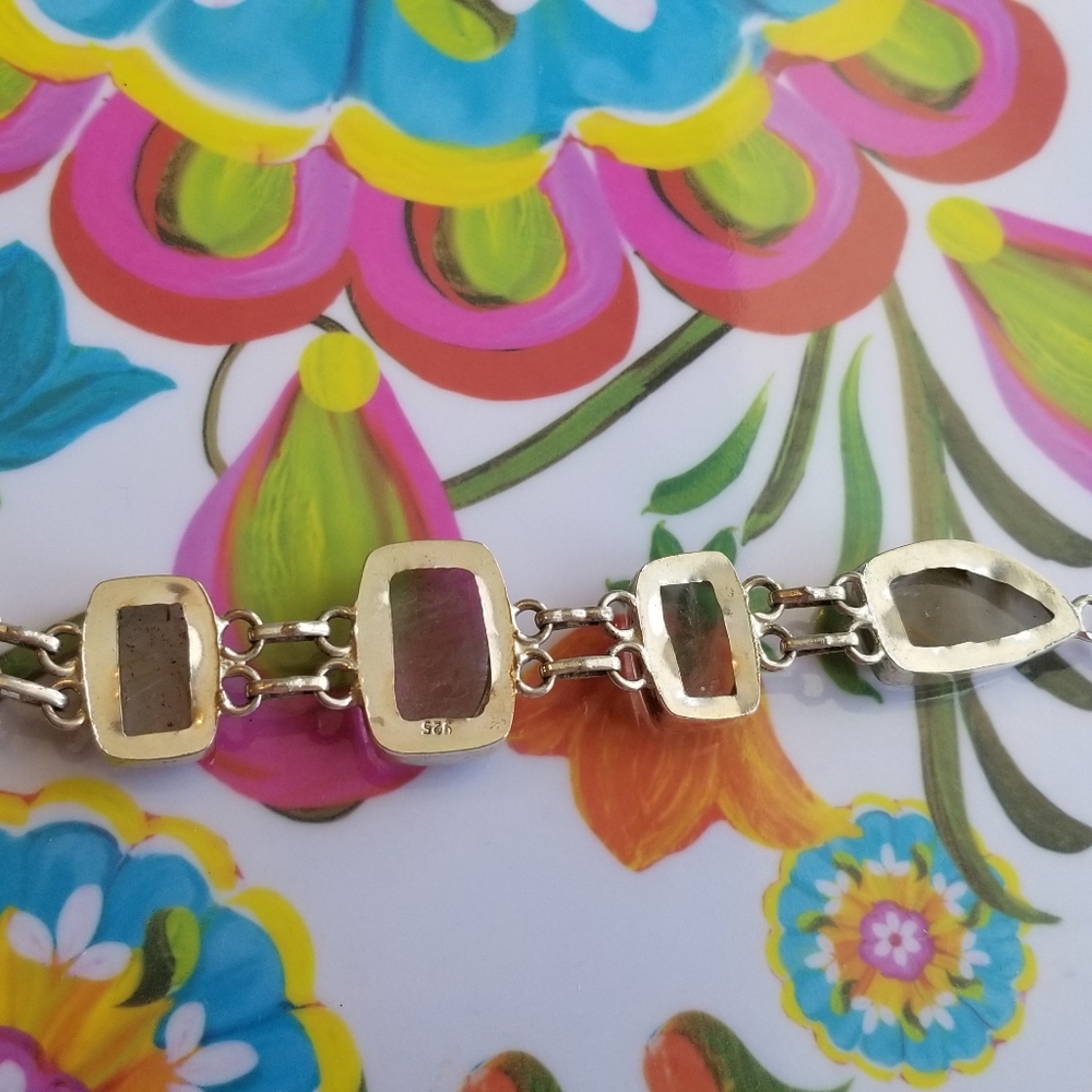 Vintage Chunky Quartz Bracelet Sterling Silver Positive Energy Gemstones - Picture 9 of 16
